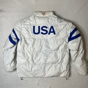 Polo Ralph Lauren Puffer Jacket Mens XL White Team USA Snow Polo Challenge Cup